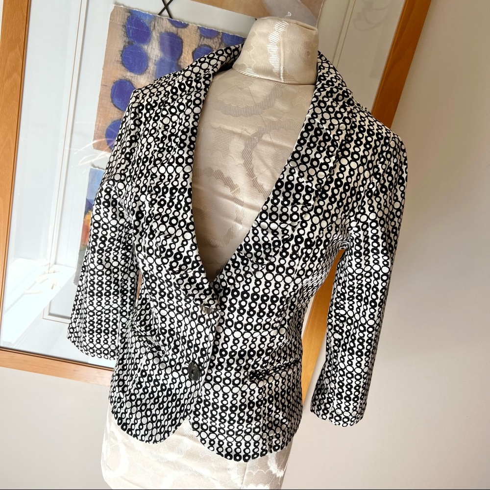 CAbi | #298 Du Jour Black White Circle Blazer 4